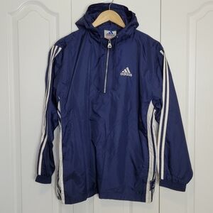 Adidas Blue Windbreaker with White Stripes